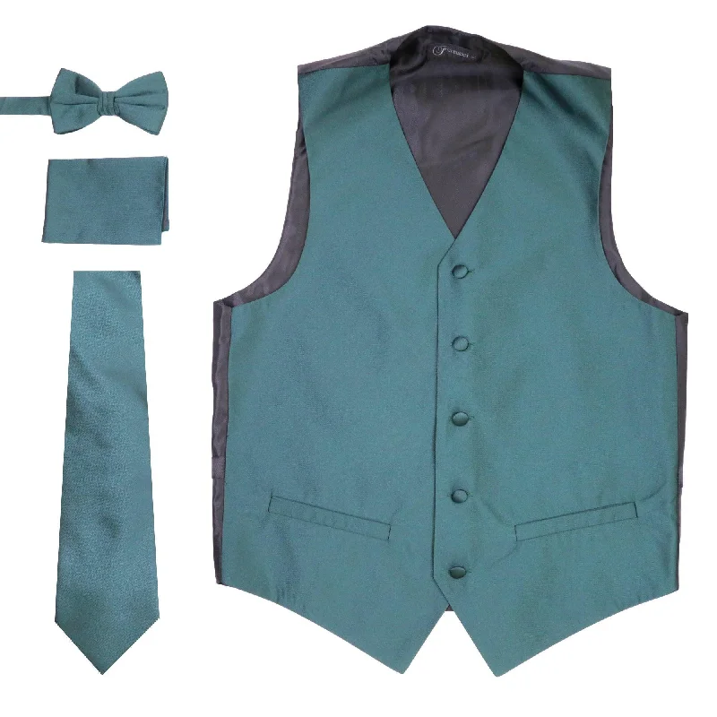 Versatile Wear Ferrecci Mens Solid Dark Teal Wedding Prom Grad Choir Band 4pc Vest Set Versatile Wear Ferrecci Mens Solid Dark Teal Wedding Prom Grad Choir Band 4pc Vest Set