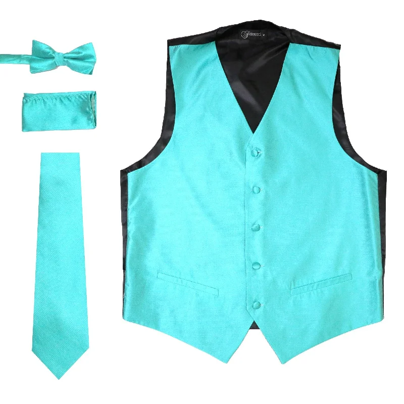 Relaxed T-shirts Ferrecci Mens Solid Aqua Pale Turquoise Wedding Prom Grad Choir Band 4pc Vest Set Relaxed T-shirts Ferrecci Mens Solid Aqua Pale Turquoise Wedding Prom Grad Choir Band 4pc Vest Set