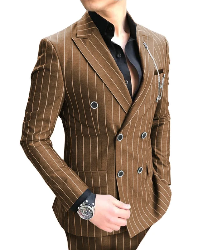 Fashionable Wear Formal Men's 2 Pieces Pinstripe Suit Peak Lapel Striped Tuxedos (Blazer+Pants) Fashionable Wear Formal Men's 2 Pieces Pinstripe Suit Peak Lapel Striped Tuxedos (Blazer+Pants)