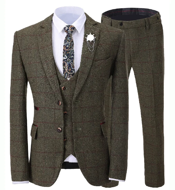Business Casual Formal Men's Business 3 Pieces Tweed Plaid Notch Lapel Suit Men for Wedding(Blazer+vest+Pants) Business Casual Formal Men's Business 3 Pieces Tweed Plaid Notch Lapel Suit Men for Wedding(Blazer+vest+Pants)