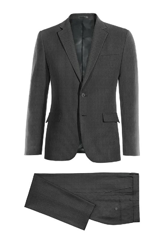 Sleek Designs Gray Slim Fit Pinstripe 2 Piece 2 Button Suit