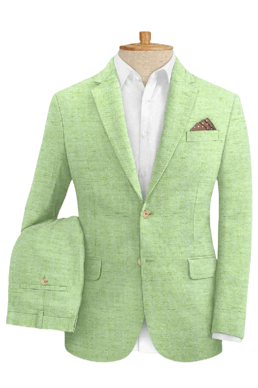 Street Style Green Vitality Linen Suit