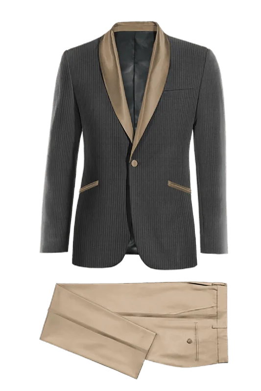 Fashion Tops Grey Pinstripe Tuxedo Suit