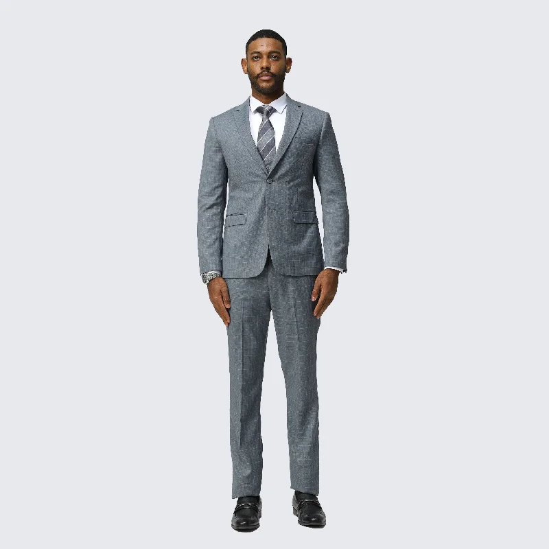 Sporty Wear Grey Skinny Fit Suit Three Piece Set - Wedding - Prom