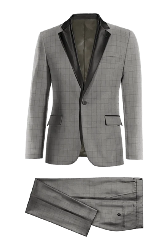 Fresh Outfit Grey Tuxedo with Black Lapel Suit