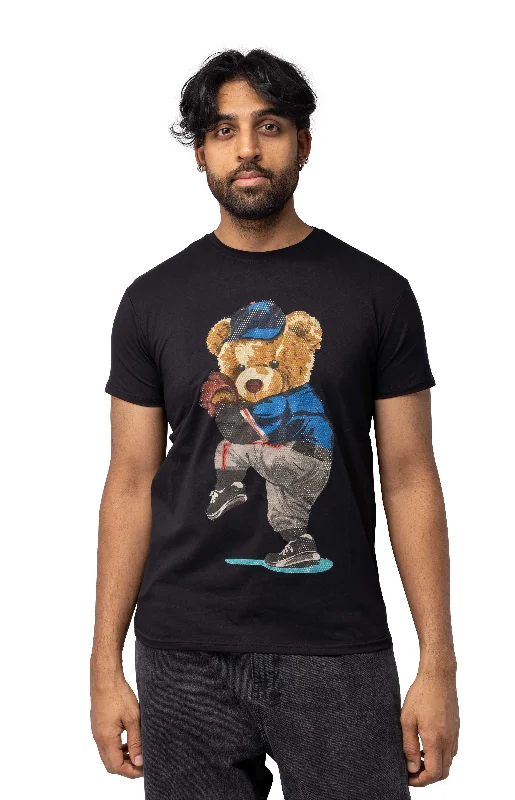 Comfortable Fits Heads or Tails Men's Slim Fit Crewneck Rhinestone Studded Graphic Printed T-Shirt Stone Tee Ballpark Bear Comfortable Fits Heads or Tails Men's Slim Fit Crewneck Rhinestone Studded Graphic Printed T-Shirt Stone Tee Ballpark Bear