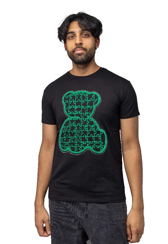 Fashion Tops Heads or Tails Men's Slim Fit Crewneck Rhinestone Studded Graphic Printed T-Shirt Stone Tee Green Pattern Outline Bear Fashion Tops Heads or Tails Men's Slim Fit Crewneck Rhinestone Studded Graphic Printed T-Shirt Stone Tee Green Pattern Outline Bear