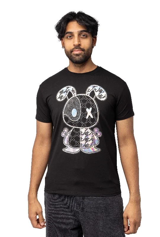 Urban Jackets Heads or Tails Men's Slim Fit Crewneck Rhinestone Studded Graphic Printed T-Shirt Stone Tee Transparent Pattern Bunny Urban Jackets Heads or Tails Men's Slim Fit Crewneck Rhinestone Studded Graphic Printed T-Shirt Stone Tee Transparent Pattern Bunny