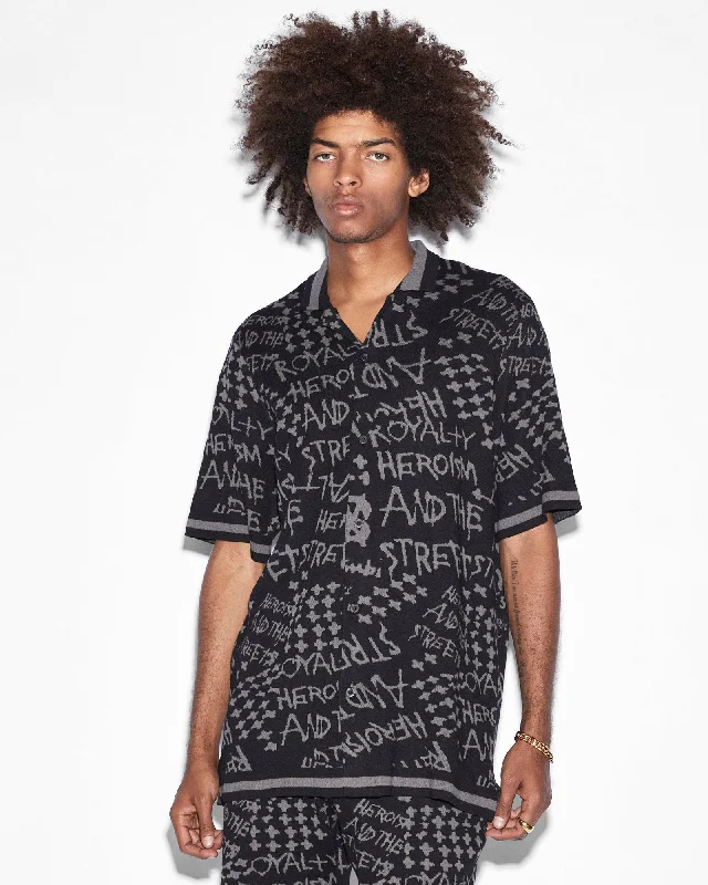 Bold Designs HEROISM KNIT RESORT SS SHIRT BLACK