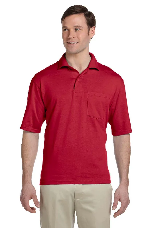 Cool Jackets Jerzees Mens SpotShield Stain Resistant Short Sleeve Polo Shirt w/ Pocket - True Red Cool Jackets Jerzees Mens SpotShield Stain Resistant Short Sleeve Polo Shirt w/ Pocket - True Red