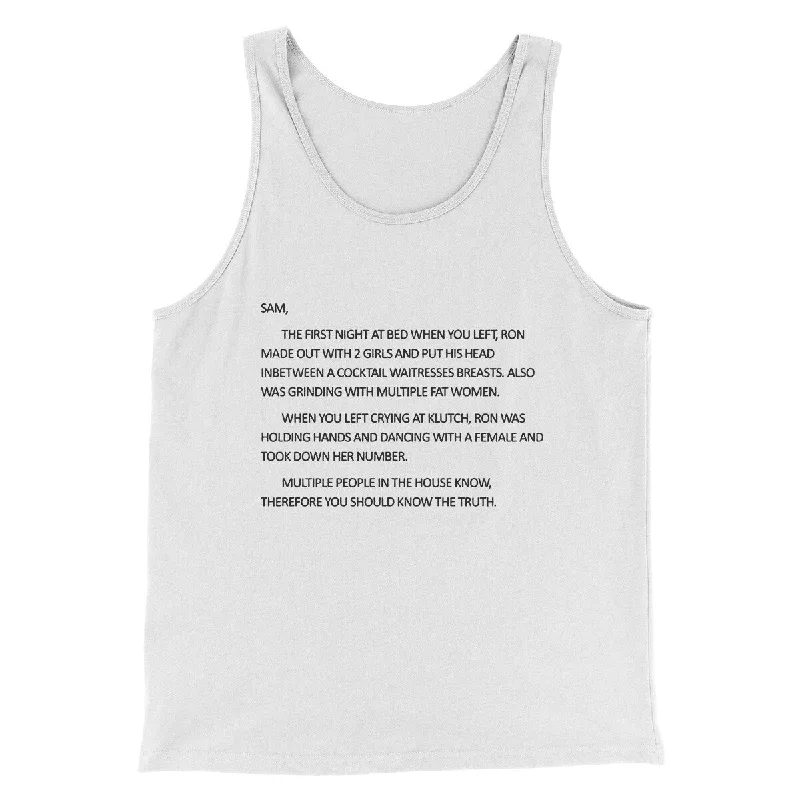 Designer Pieces Letter To Sam Men/Unisex Tank Top