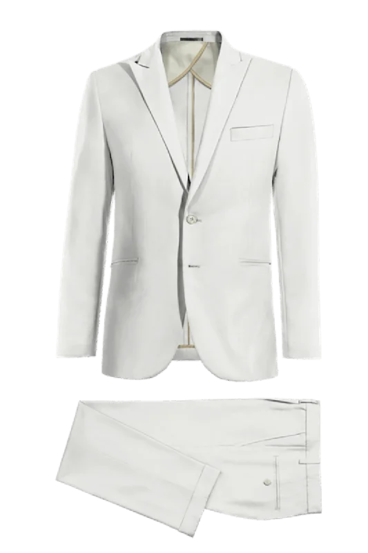 All-Season Wear Ivory Linen Peak Lapel 2-Button Suit