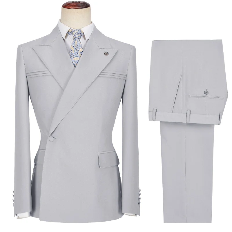 Relaxed Styles Men's 2 Pieces Peak Lapel Slim Fit One Button Gent Suit (Blazer+Pants) Relaxed Styles Men's 2 Pieces Peak Lapel Slim Fit One Button Gent Suit (Blazer+Pants)