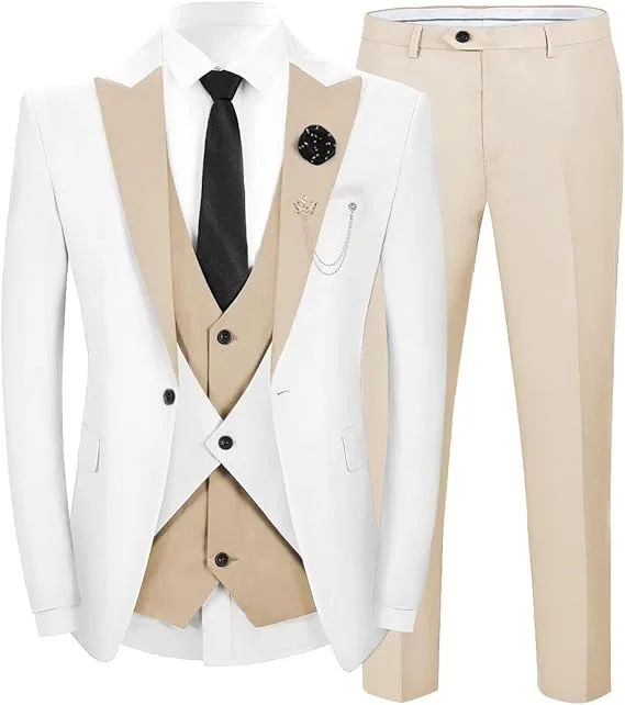 Casual Outerwear Men's 3 Pieces Leisure Flat Peak Lapel Tuxedos for Party