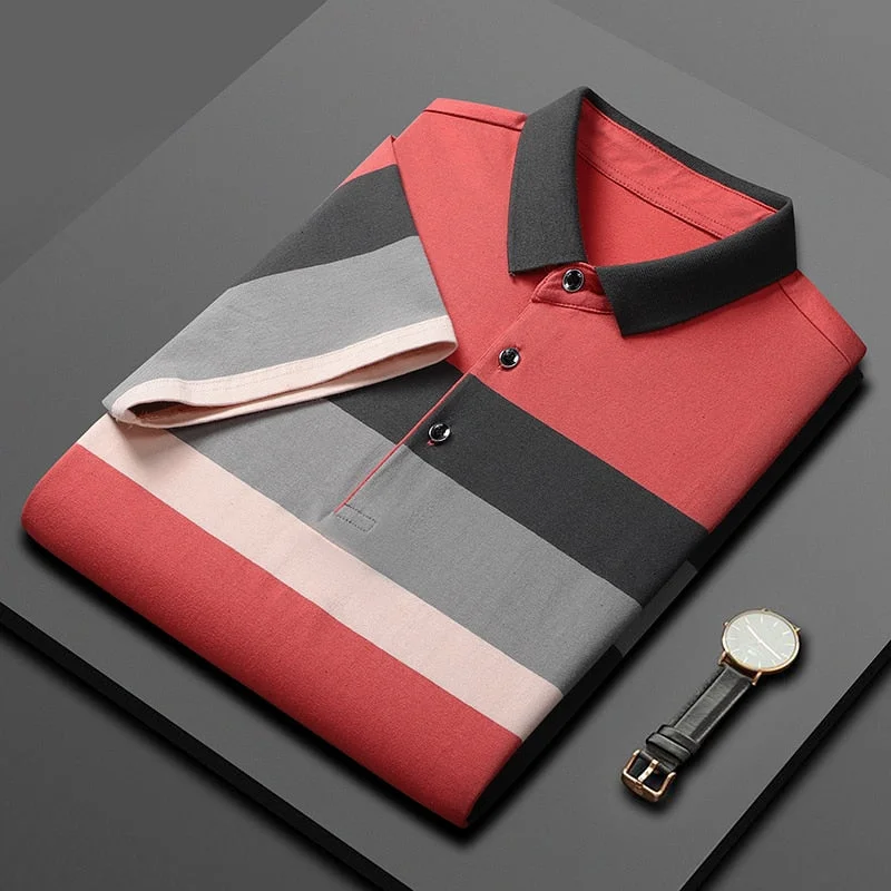 Modern Outfit Men'S Classic Striped Polo Shirt Cotton Short Sleeve Summer Plus Oversize Modern Outfit Men'S Classic Striped Polo Shirt Cotton Short Sleeve Summer Plus Oversize