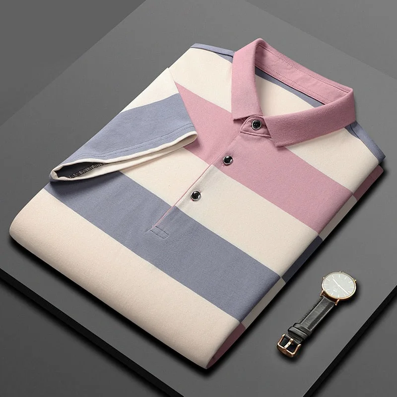 Travel Wear Men'S Classic Striped Polo Shirt Cotton Short Sleeve Summer Plus Oversize Travel Wear Men'S Classic Striped Polo Shirt Cotton Short Sleeve Summer Plus Oversize