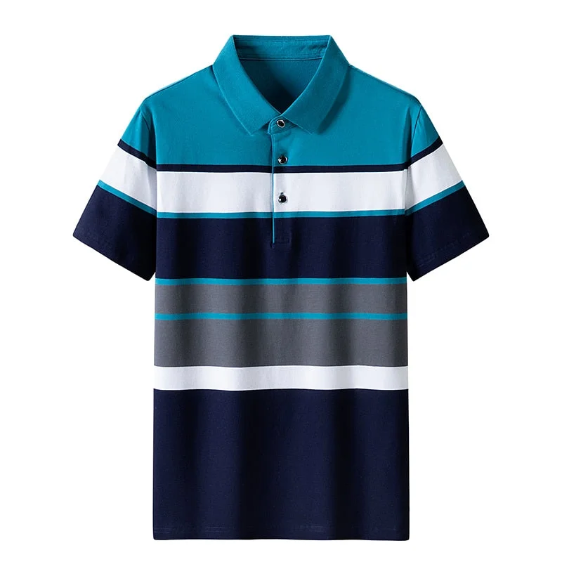 Versatile Wear Men'S Classic Striped Polo Shirt Cotton Short Sleeve Summer Plus Oversize Versatile Wear Men'S Classic Striped Polo Shirt Cotton Short Sleeve Summer Plus Oversize