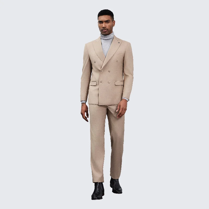 Summer Trends Men's Double Breasted Tan Suit by Stacy Adams - Wedding - Prom