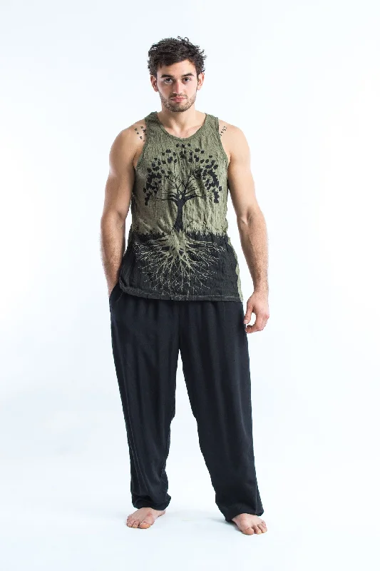 Versatile Wear Mens Tree of Life Tank Top in Green