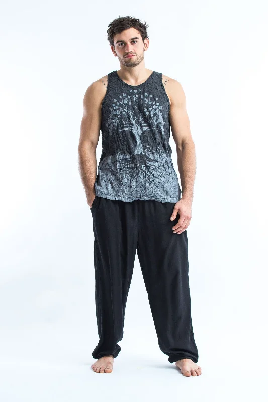Sporty Designs Mens Tree of Life Tank Top in Silver on Black