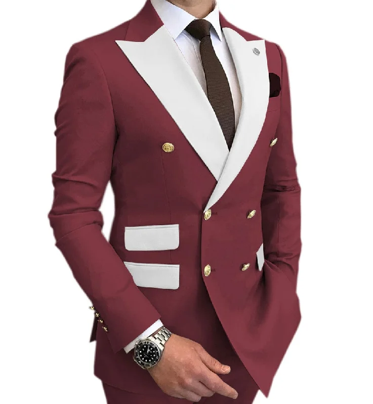 Denim Looks Men's Suit Casual Double Breasted 2 Piece Business Wedding (Blazer+Pants) Denim Looks Men's Suit Casual Double Breasted 2 Piece Business Wedding (Blazer+Pants)