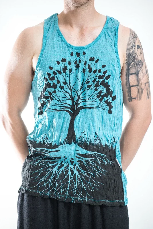 Denim Trends Mens Tree of Life Tank Top in Turquoise