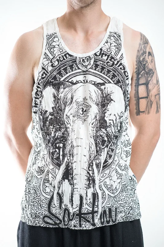 Winter Outfits Mens Wild Elephant Tank Top in White
