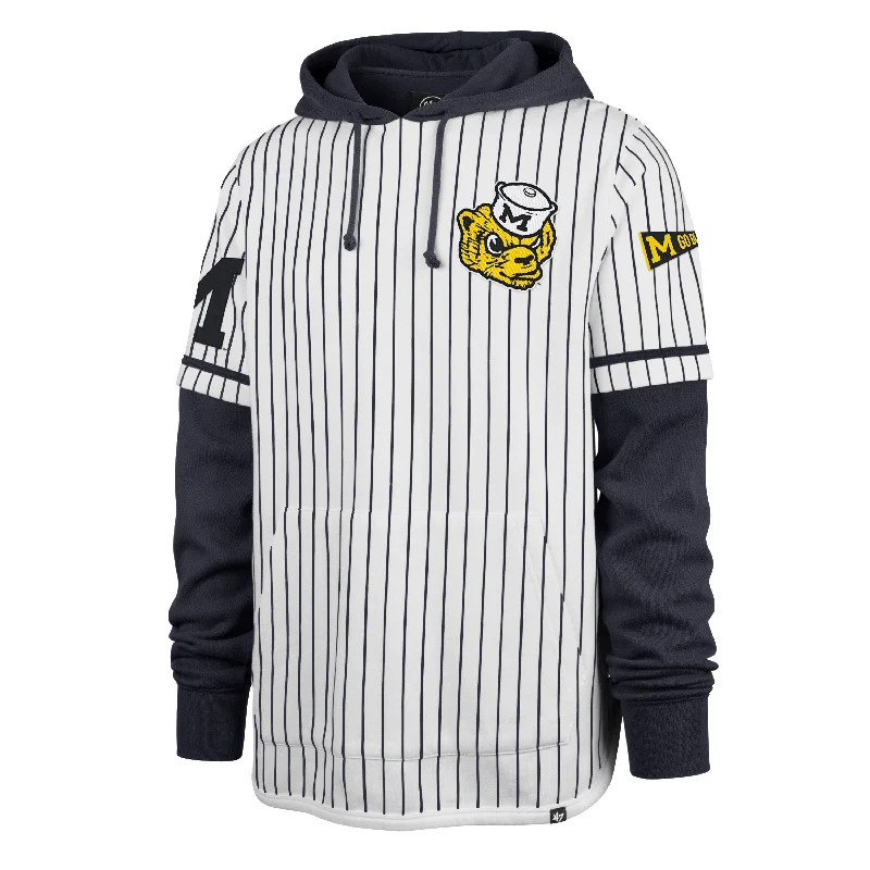 Relaxed Fit MICHIGAN WOLVERINES VINTAGE PINSTRIPE '47 SHORTSTOP PULLOVER HOOD