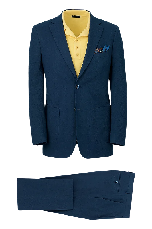 Outdoor Gear Navy Cotton Stretch Seersucker Notch Lapel Solid Suit