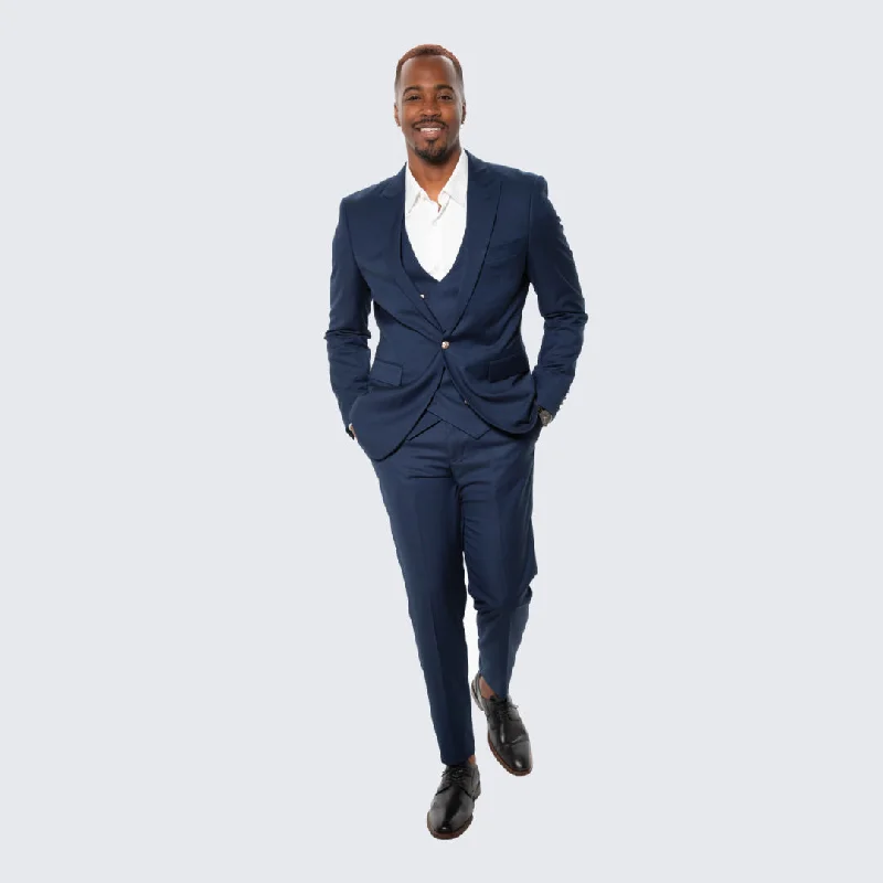 Casual Jackets Navy Skinny Fit Suit Three Piece Set with Double Breasted Vest - Wedding - Prom Casual Jackets Navy Skinny Fit Suit Three Piece Set with Double Breasted Vest - Wedding - Prom
