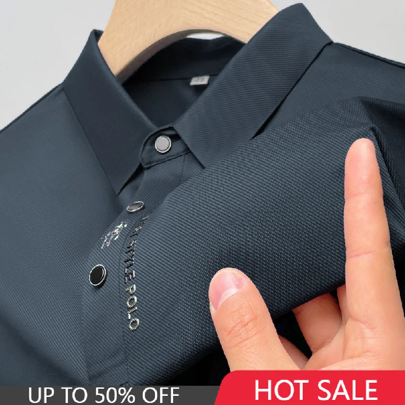 Premium T-shirts New Silky Embroidery Polo T Shirt for Men Summer Lapel Button T-shirts Fashion Short Sleeve Business Casual Men's Clothing Premium T-shirts New Silky Embroidery Polo T Shirt for Men Summer Lapel Button T-shirts Fashion Short Sleeve Business Casual Men's Clothing