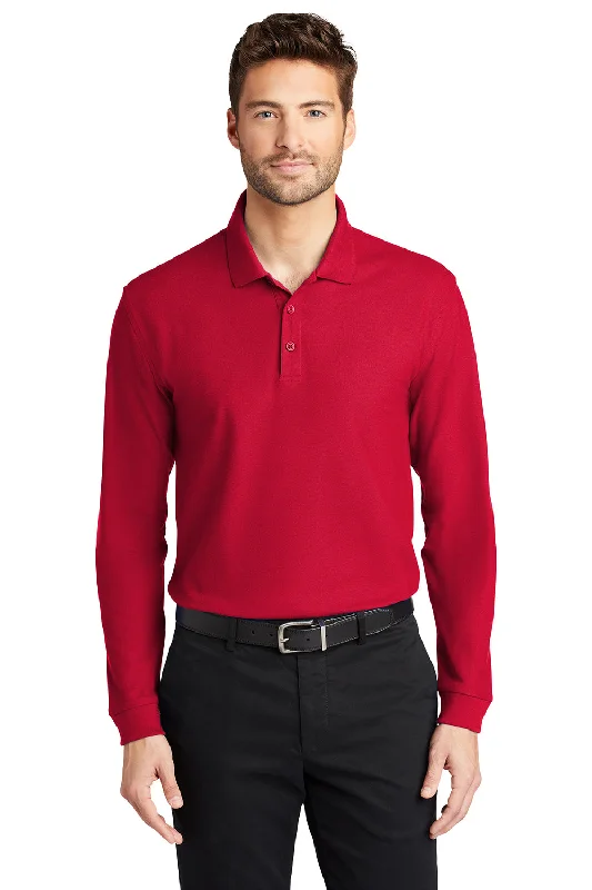 Weekend Gear Port Authority Mens Core Classic Long Sleeve Polo Shirt - Rich Red