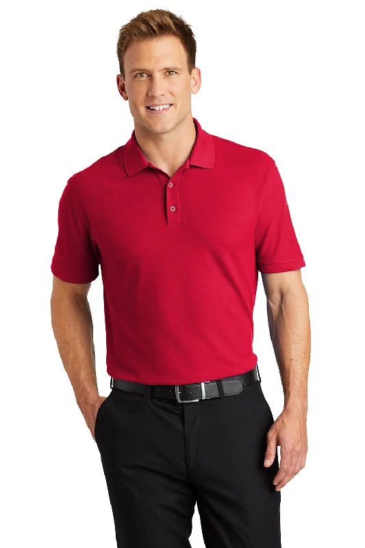 Urban Outfits Port Authority Mens Core Classic Short Sleeve Polo Shirt - Rich Red