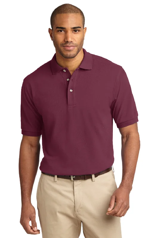 Athletic Gear Port Authority Mens Shrink Resistant Short Sleeve Polo Shirt - Burgundy - Closeout