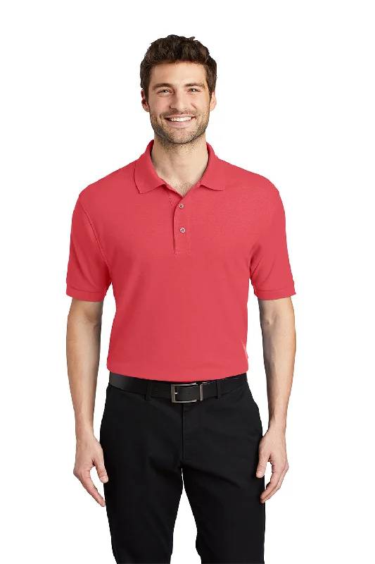 Classic Fits Port Authority Mens Silk Touch Wrinkle Resistant Short Sleeve Polo Shirt - Hibiscus Pink Classic Fits Port Authority Mens Silk Touch Wrinkle Resistant Short Sleeve Polo Shirt - Hibiscus Pink