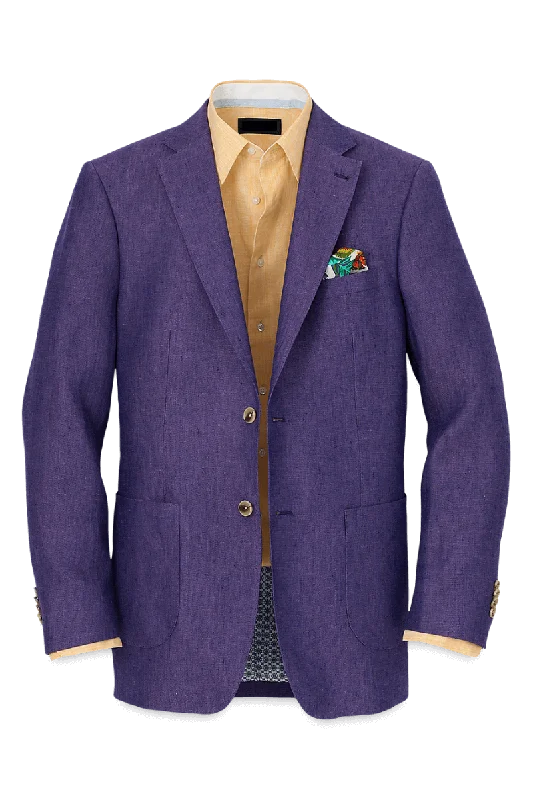 Everyday Apparel Purple Linen Single Breasted Notch Lapel Jacket