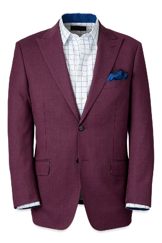 Warm Jackets Purple Wool Stretch Peak Lapel Suit Jacket