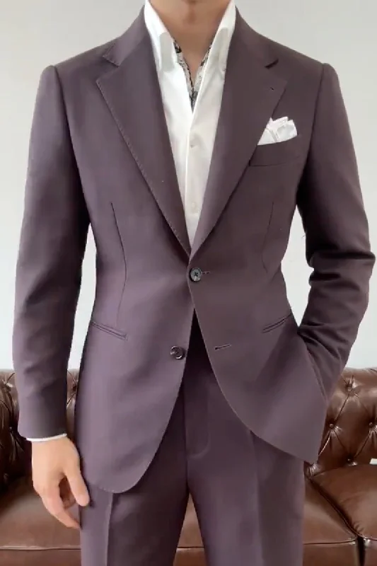 Premium T-shirts Purple Slim Fit 2 Piece 2 Button Suit