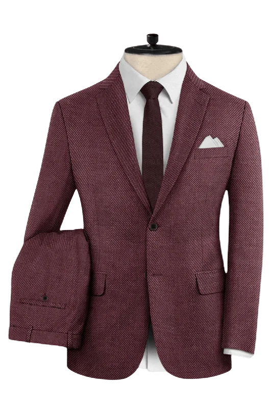 Relaxed T-shirts Red Wool Silk Linen Suit