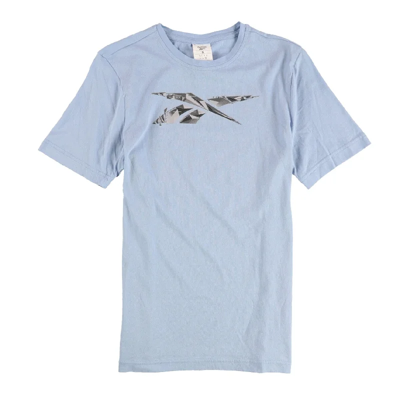 Office Outfits Reebok Mens Abstract Logo Graphic T-Shirt, Blue, Small