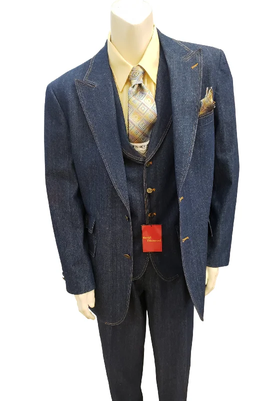 Smart Wear Royal Diamond Three Piece Denim Suit