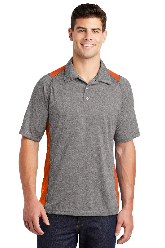 Everyday Apparel Sport-Tek Mens Heather Contender Moisture Wicking Short Sleeve Polo Shirt - Heather Vintage Grey/Deep Orange Everyday Apparel Sport-Tek Mens Heather Contender Moisture Wicking Short Sleeve Polo Shirt - Heather Vintage Grey/Deep Orange