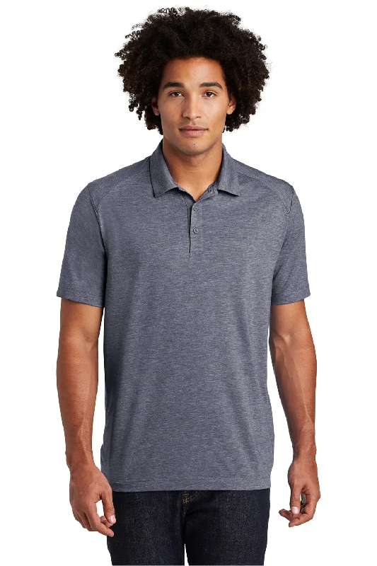Cozy Jackets Sport-Tek Mens Moisture Wicking Short Sleeve Polo Shirt - Heather True Navy Blue