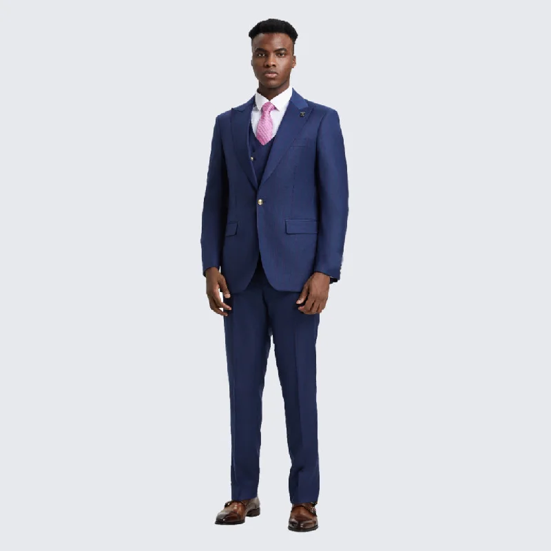 Winter Outfits Blue Plaid Hybrid Fit Suit with Peak Lapel by Stacy Adams - Wedding - Prom Winter Outfits Blue Plaid Hybrid Fit Suit with Peak Lapel by Stacy Adams - Wedding - Prom