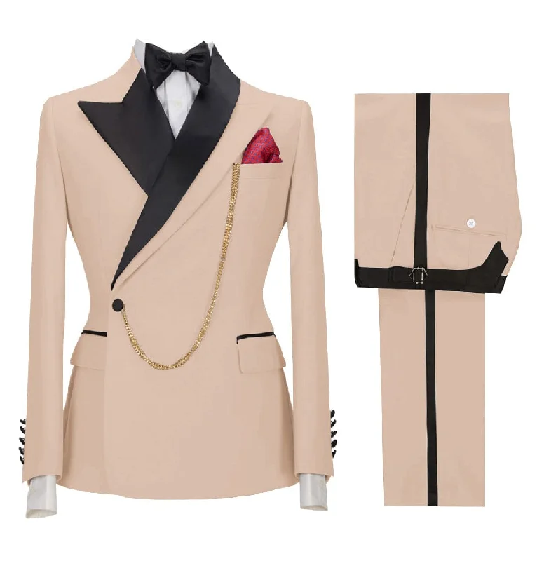 Lightweight Fabrics Stylish Mens Suit 2 Pieces Peak Lapel Blazer For Wedding Graduation(Blazer+Vest+Pants)