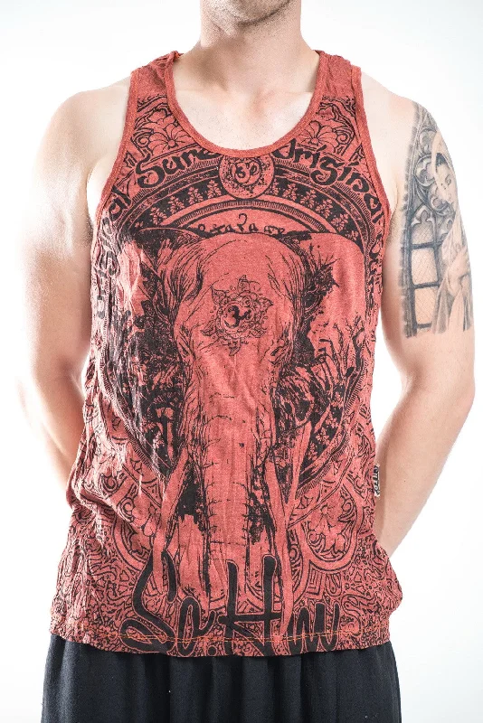 Summer Trends Mens Wild Elephant Tank Top in Brick
