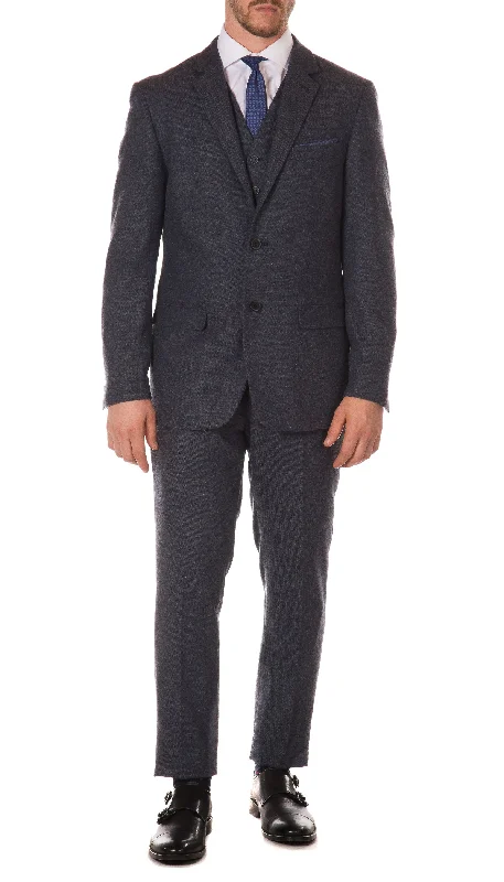 Fashion Jacket York Navy Slim Fit 3 Piece Herringbone Suit