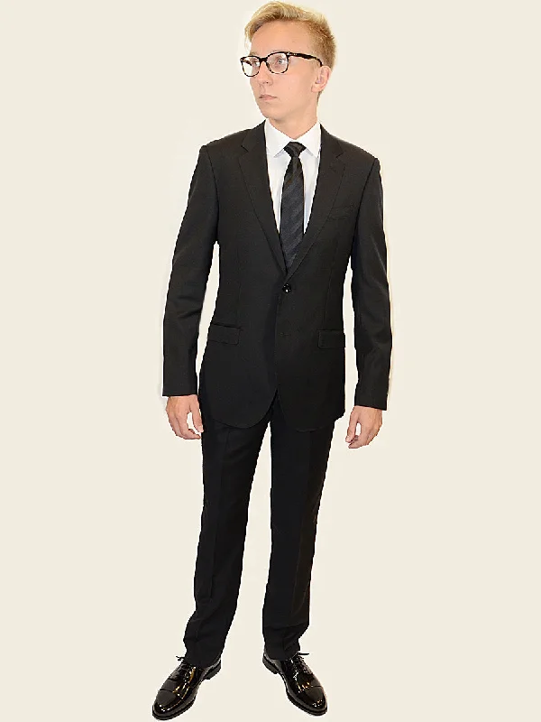 Athletic Gear Trend by Maxman 17274 Black Skinny Fit Young Man's Suit Separate Jacket - Solid Gabardine - 100% Tropical Worsted Super 140 Wool - Lined Athletic Gear Trend by Maxman 17274 Black Skinny Fit Young Man's Suit Separate Jacket - Solid Gabardine - 100% Tropical Worsted Super 140 Wool - Lined