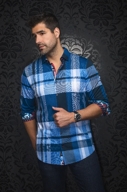 Chic Styles Au Noir Stretch Shirt | Beethoven Blue