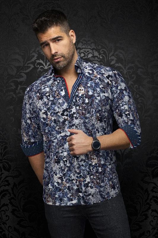 Fashion Tops Au Noir Stretch Shirt | Ferrara Navy